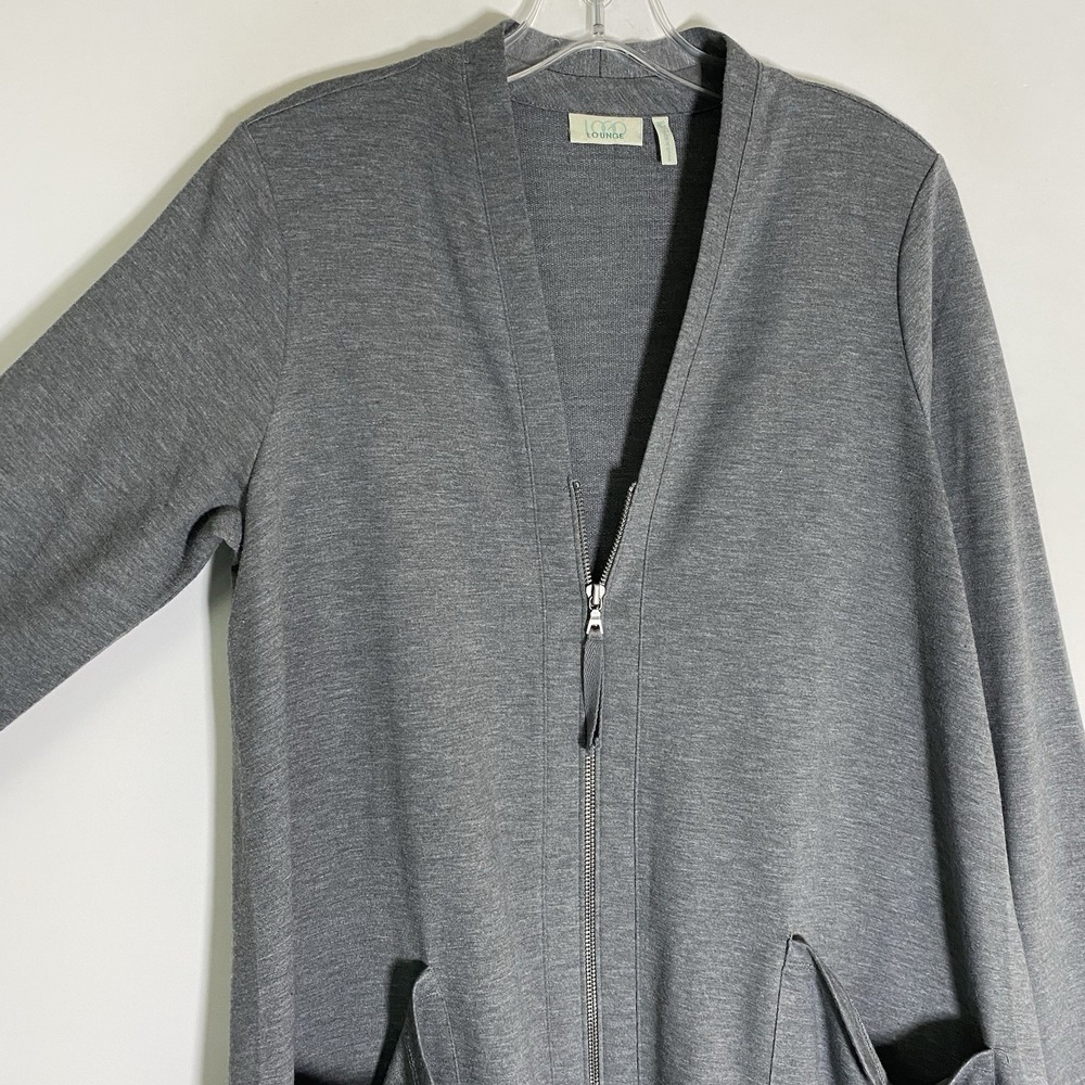 Logo Lori Goldstein Cardigan Sweater Womens XS Gray Full Zip Pockets Long Sleeve - Picture 5 of 16